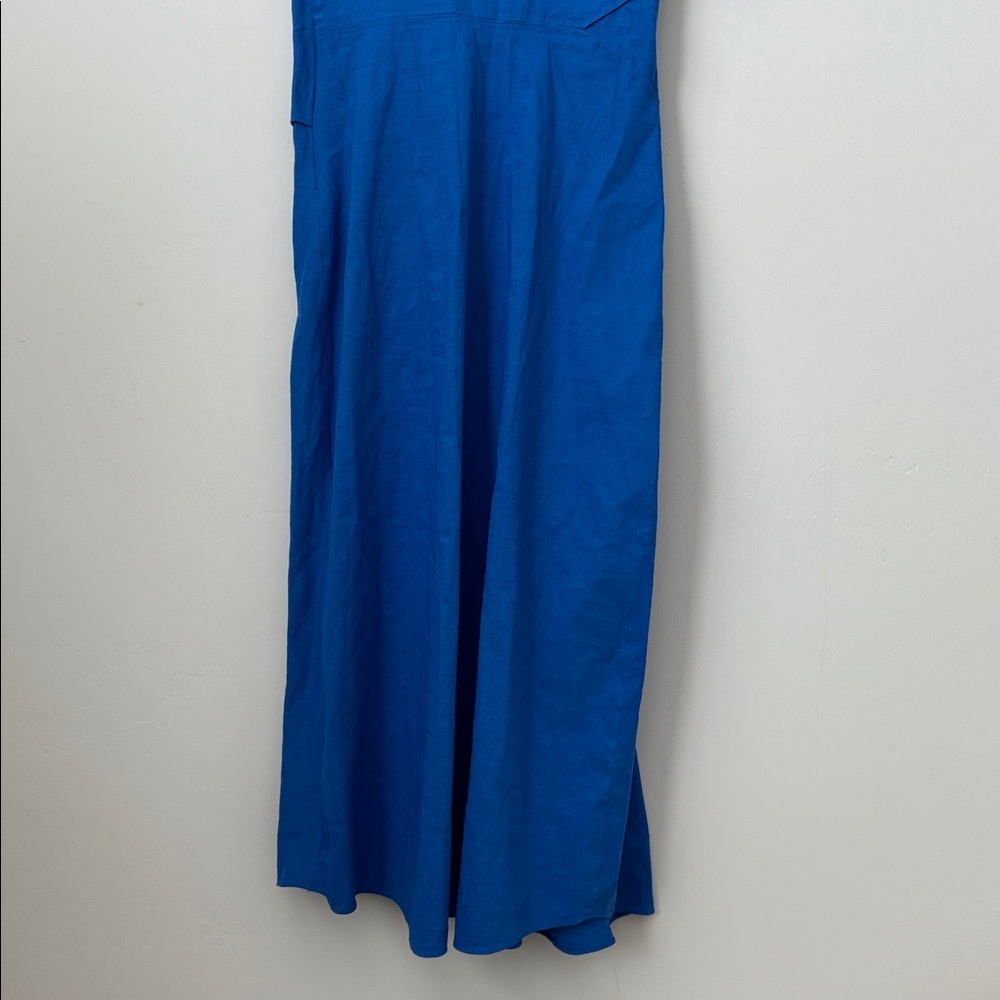A.L.C. Edie faux wrap linen blend midi dress in cobalt blue Size: 4 - Picture 8 of 8
